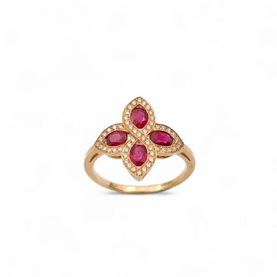 Bague Waskoll or jaune Rubis et Diamants
