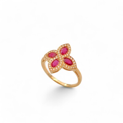 Bague Waskoll or jaune Rubis et Diamants