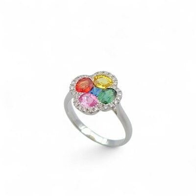 Bague Waskoll or blanc Saphirs et Diamants