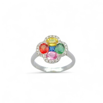 Bague Waskoll or blanc Saphirs et Diamants