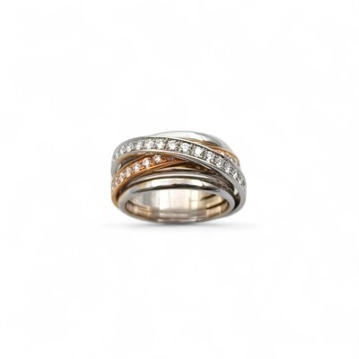 Bagues Declérieux 6 anneaux deux ors et Diamants