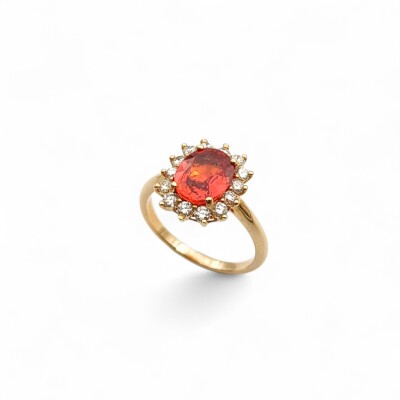 Bague Waskoll or jaune Saphir orange, et Diamants