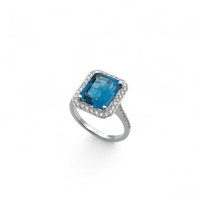 Bague Waskoll or gris Topaze Bleu London