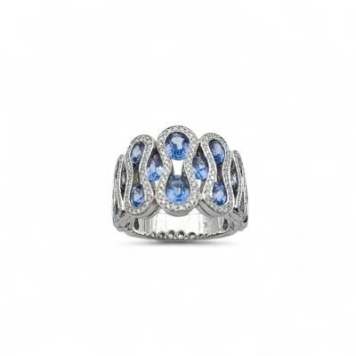 Bague Waskoll Wave or blanc, Saphirs et Diamants