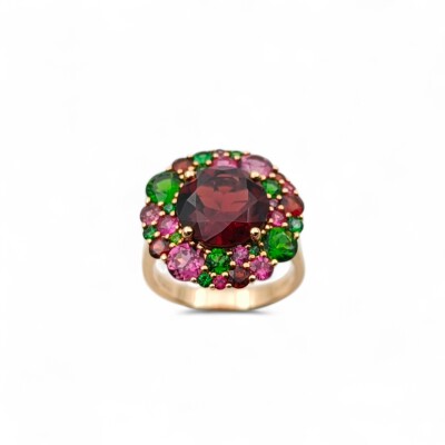 Bague Isabelle Langlois or rose, Grenat, Rhodolite, Diopside