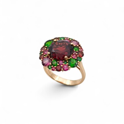 Bague Isabelle Langlois or rose, Grenat, Rhodolite, Diopside
