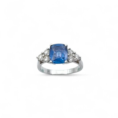 Bague Waskoll or blanc Saphir et Diamants