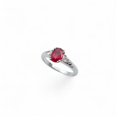 Bague or blanc Rubis et Diamants