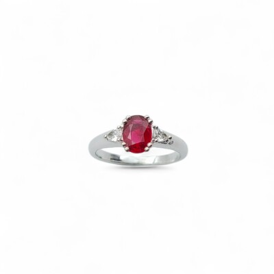 Bague or blanc Rubis et Diamants
