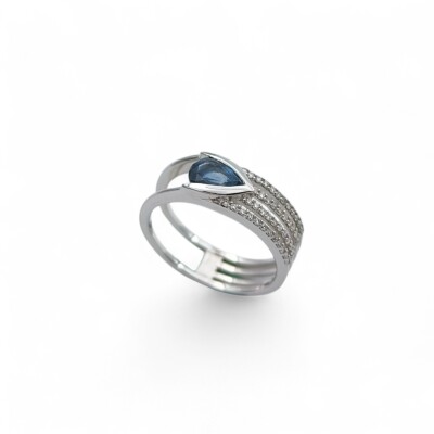 Bague or blanc Saphir et Diamants