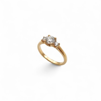 Solitaire accompagné or jaune Diamants