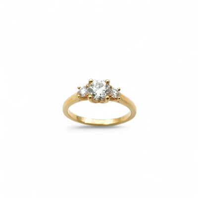 Solitaire accompagné or jaune Diamants