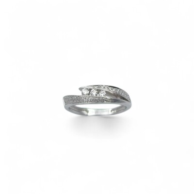 Bague Garel Neima Trilogy Pavée en or blanc et diamants de 0.28ct