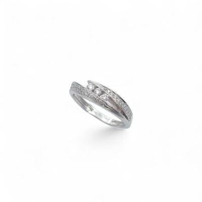 Bague Garel Neima Trilogy Pavée en or blanc et diamants de 0.28ct