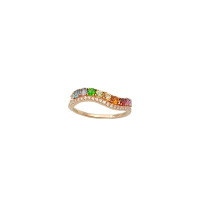 Bague Or rose Saphirs multi couleurs Diamants