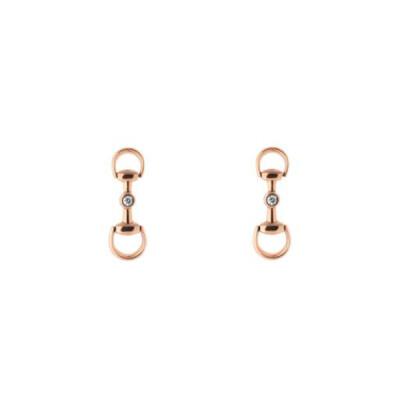 Gucci – Boucles d’oreilles Horsebit en or rose 18 kt et diamants