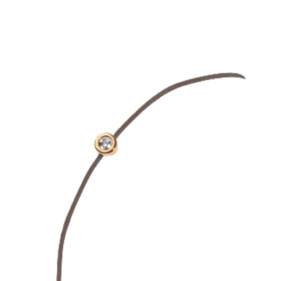 Bracelet SOLO SHINE or jaune sur cordon marron