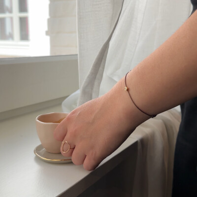 Bracelet SOLO SHINE or jaune sur cordon marron