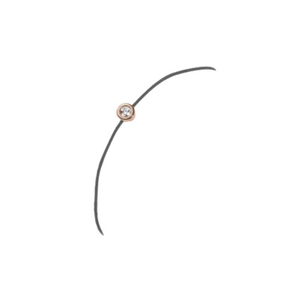 Bracelet SOLO SHINE _ diamant monté sur or rose et cordon kaki