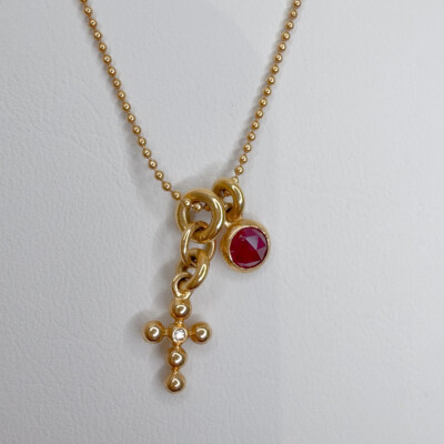 Collier Rubis Sacré - Duo de charms