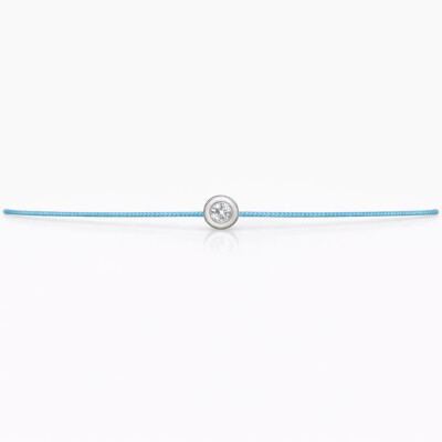 Bracelet SOLO SHINE or blanc sur cordon bleu turquoise