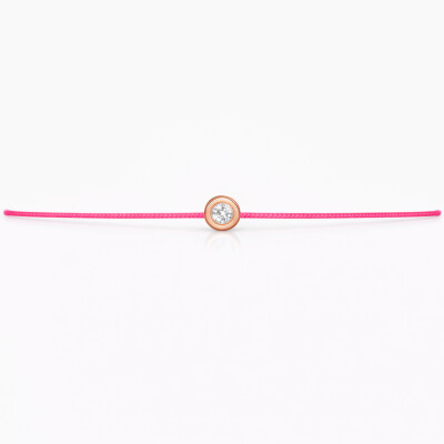 Bracelet SOLO SHINE or rose sur cordon rose fluo