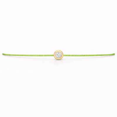 Bracelet SOLO SHINE - diamant monté sur or jaune et cordon vert