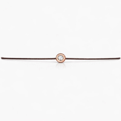 Bracelet SOLO SHINE diamant monté sur or rose et cordon kaki