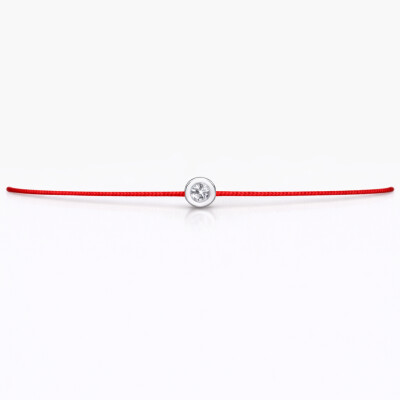 Bracelet SOLO SHINE - diamant monté sur or blanc et cordon rouge