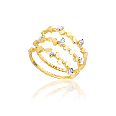 Bague collection BE 3 rang or jaune et diamants