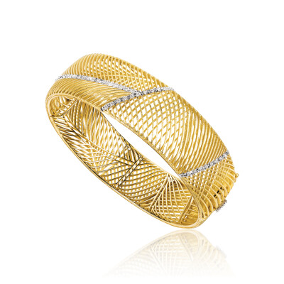 Bracelet rigide TRIBE or jaune et diamants