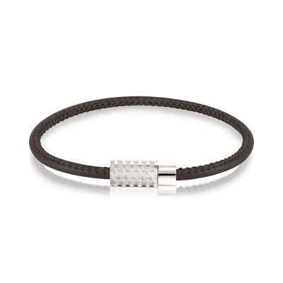 Bracelet SEA or blanc et bracelet cuir