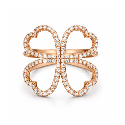 Bague Lucky You – Trèfle de cœurs pavé diamants