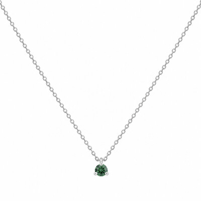 Collier solitaire diamant vert