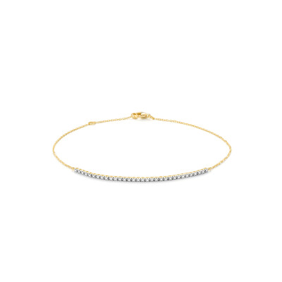 Bracelet Or Jaune Barrette Diamants sur Chaîne