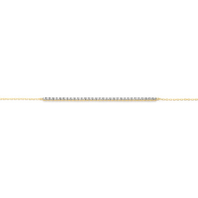 Bracelet Or Jaune Barrette Diamants sur Chaîne