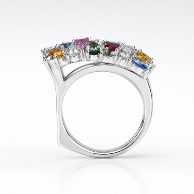 Bague en or gris saphirs et diamants