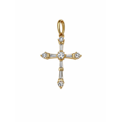 Pendentif Croix Éclat en Or Jaune et Diamants