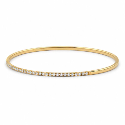 Bracelet Jonc Demi-Tour en Or Jaune et Diamants