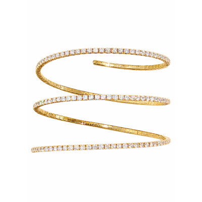 Bracelet Serpent Semi-Pavé en Or Rose et Diamants