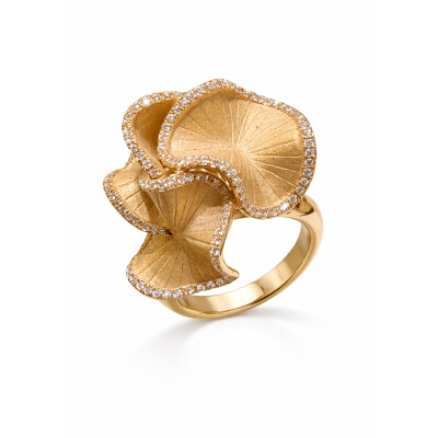 Bague Sultana Fleur en Or Jaune et Diamants