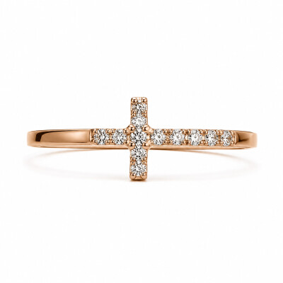 Bague Croix en Or Rose et Diamants