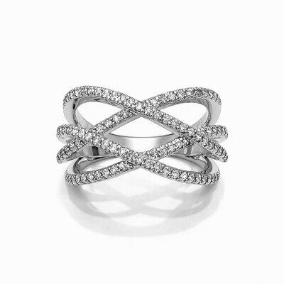 Bague Lignes de Lumière en Or Blanc et Diamants
