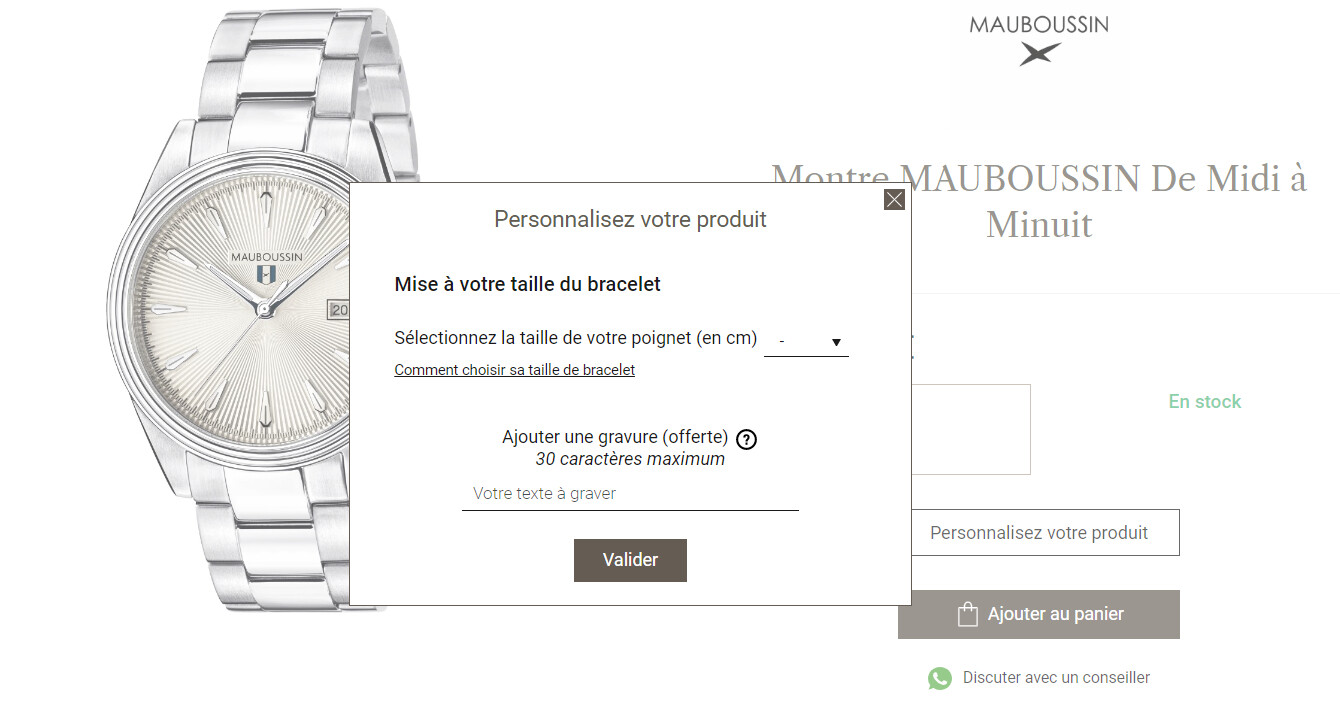 Montre personnalisable online gravure