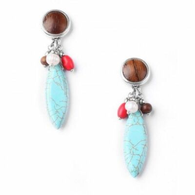Boucles d'oreilles Nature Bijoux Indiana howlite et turquoise