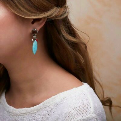 Boucles d'oreilles Nature Bijoux Indiana howlite et turquoise