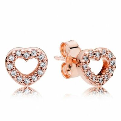 Clous d'oreilles Pandora cœur volés roses