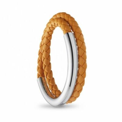 Bracelet CHRISTOFLE Duo Complice One Shot GM Argent et cuir Orange T2