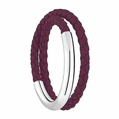 Bracelet CHRISTOFLE Duo Complice GM Argent et cuir Prune T1