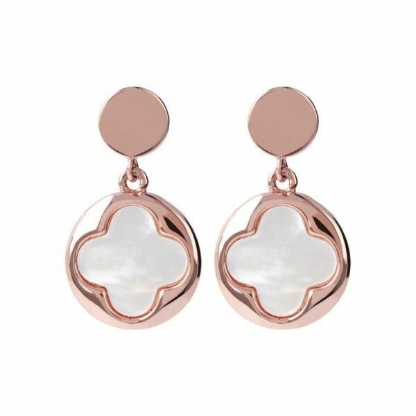 Boucles d\'oreilles Bronzallure Alba Four-Leaf Clover Nacre blanche